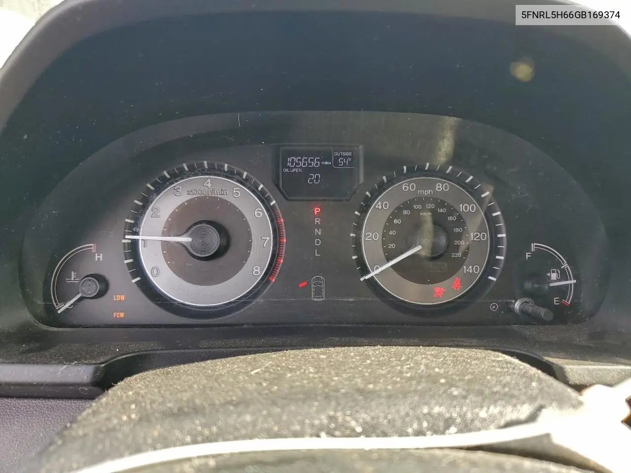 5FNRL5H66GB169374 2016 Honda Odyssey Exl