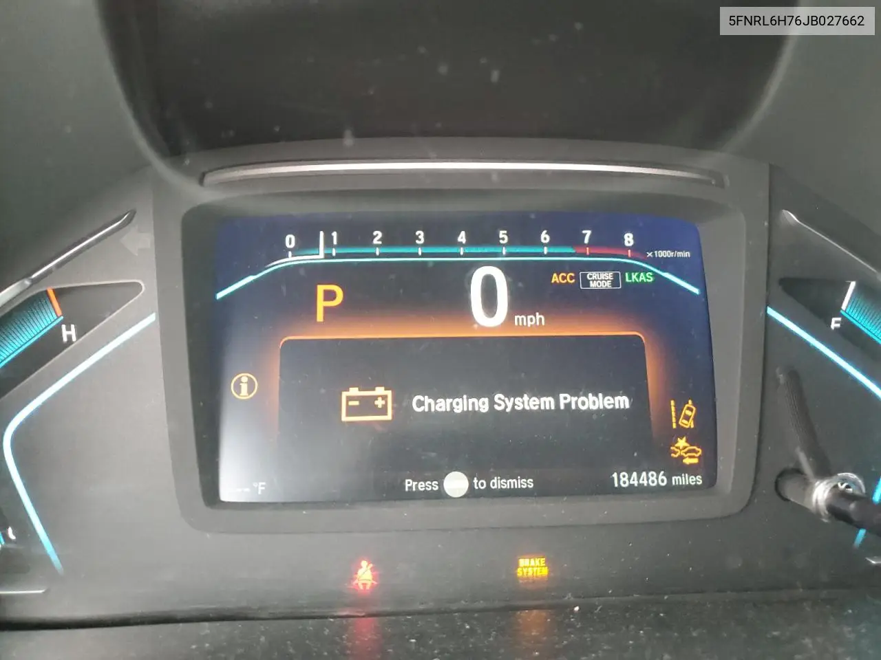 5FNRL6H76JB027662 2018 Honda Odyssey Exl