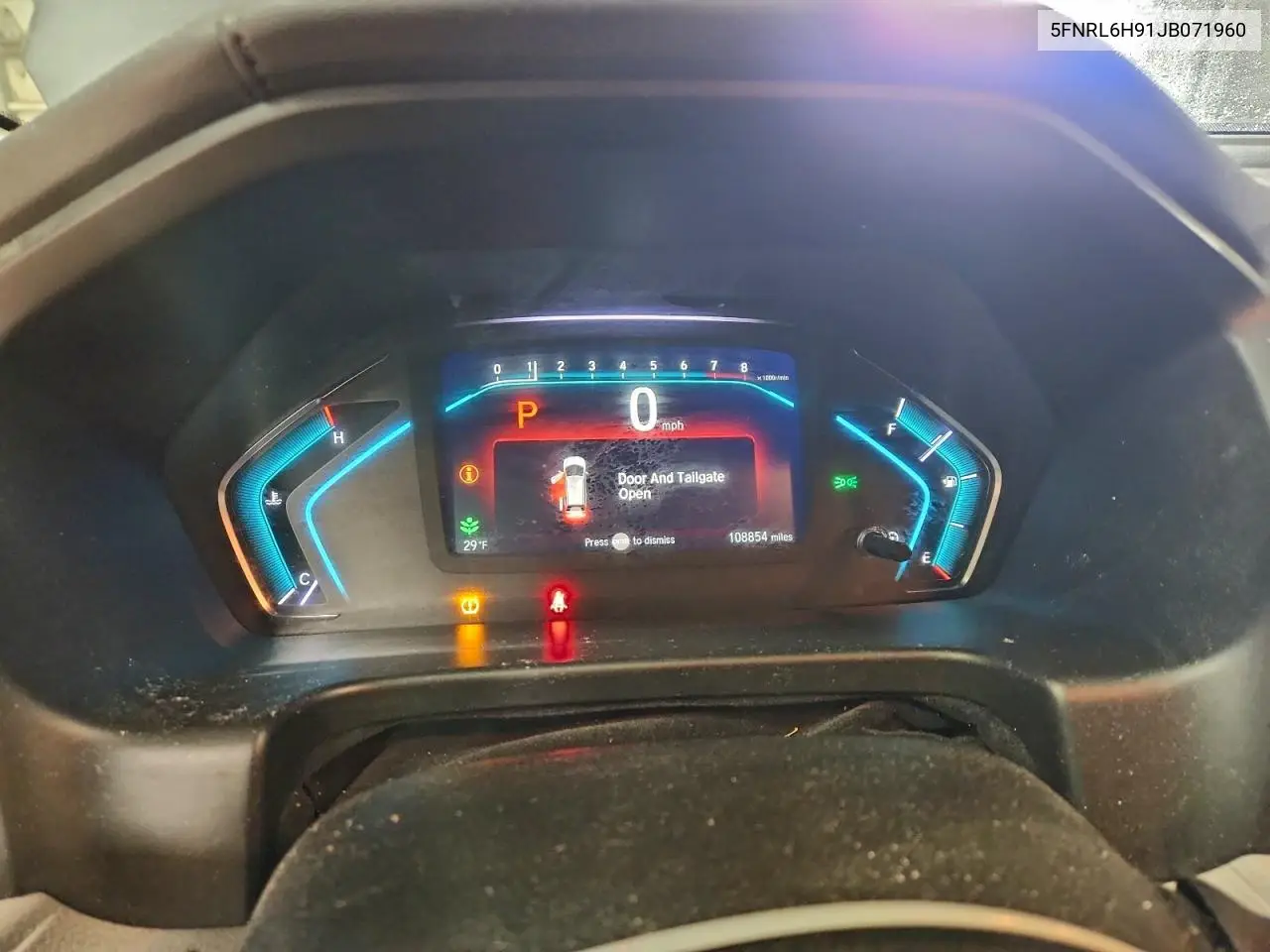 5FNRL6H91JB071960 2018 Honda Odyssey Elite