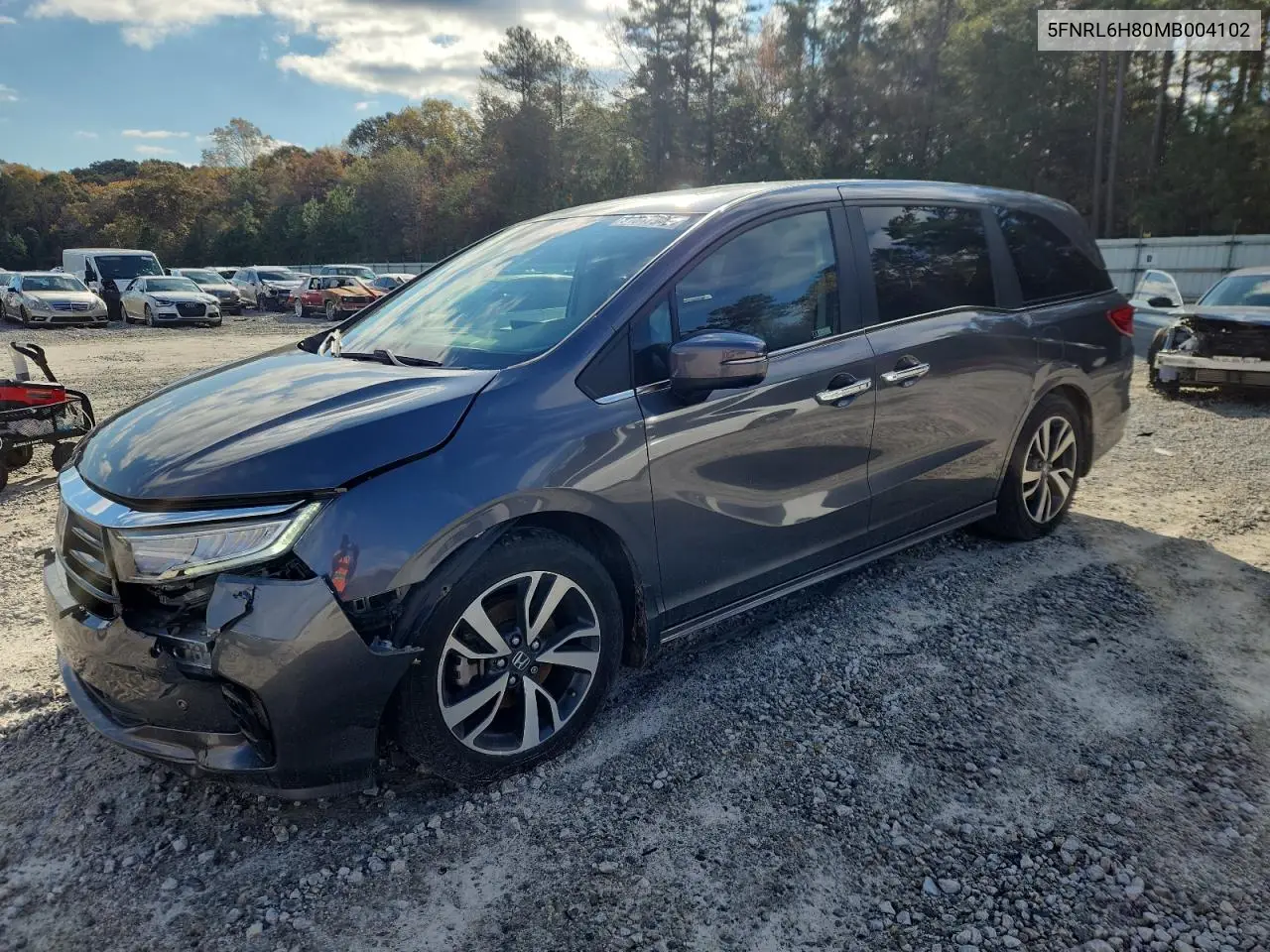 5FNRL6H80MB004102 2021 Honda Odyssey Touring