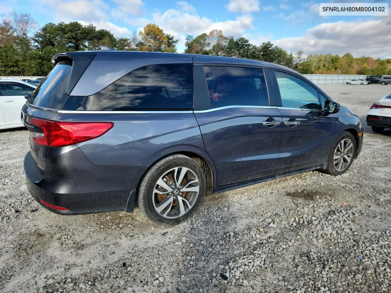 5FNRL6H80MB004102 2021 Honda Odyssey Touring