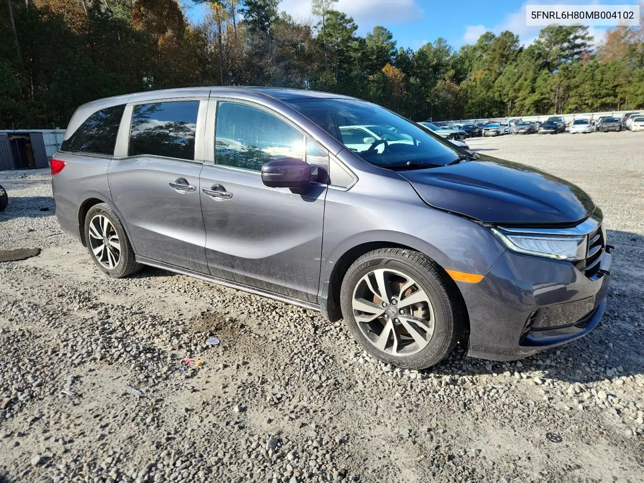 5FNRL6H80MB004102 2021 Honda Odyssey Touring