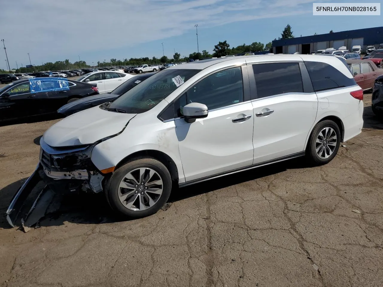 2022 Honda Odyssey Exl VIN: 5FNRL6H70NB028165 Lot: 62050694