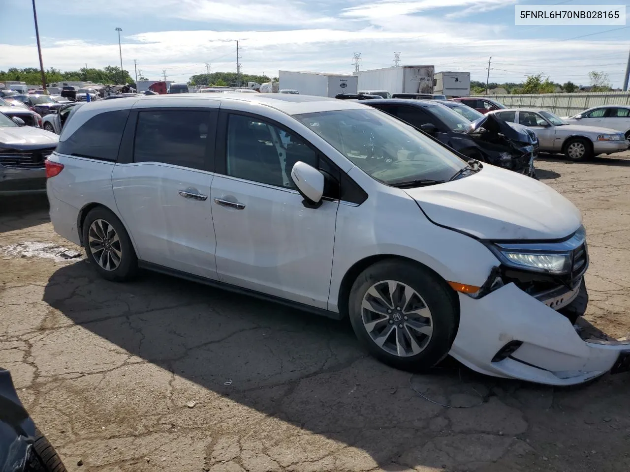 2022 Honda Odyssey Exl VIN: 5FNRL6H70NB028165 Lot: 62050694