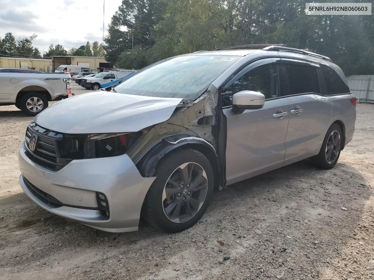 2022 Honda Odyssey Elite VIN: 5FNRL6H92NB060603 Lot: 70980174