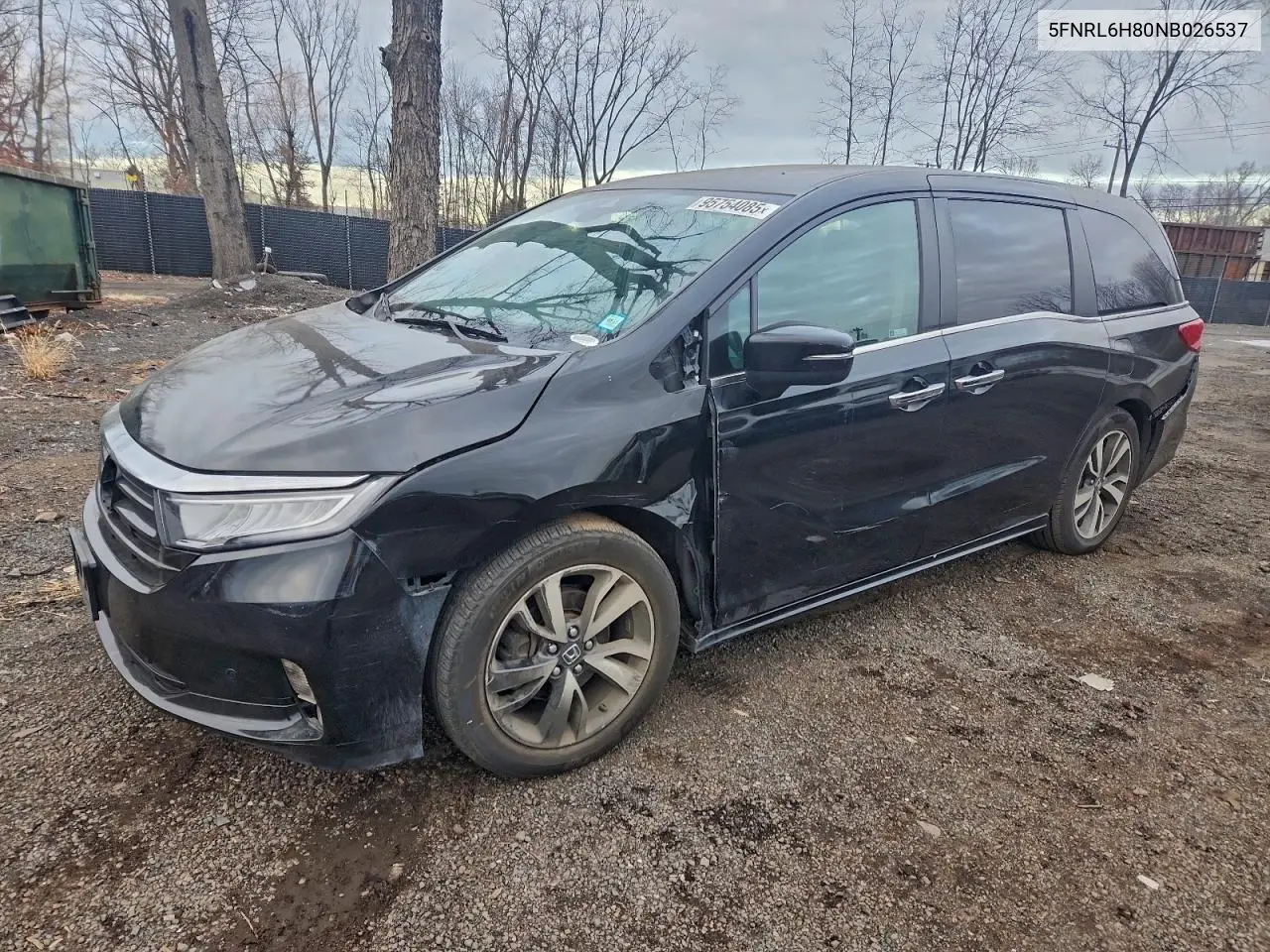5FNRL6H80NB026537 2022 Honda Odyssey Touring