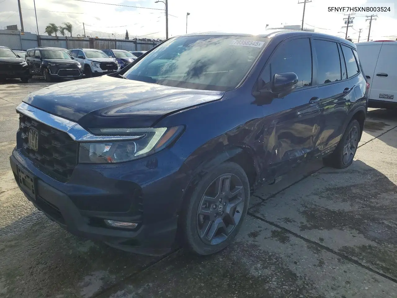 5FNYF7H5XNB003524 2022 Honda Passport Exl