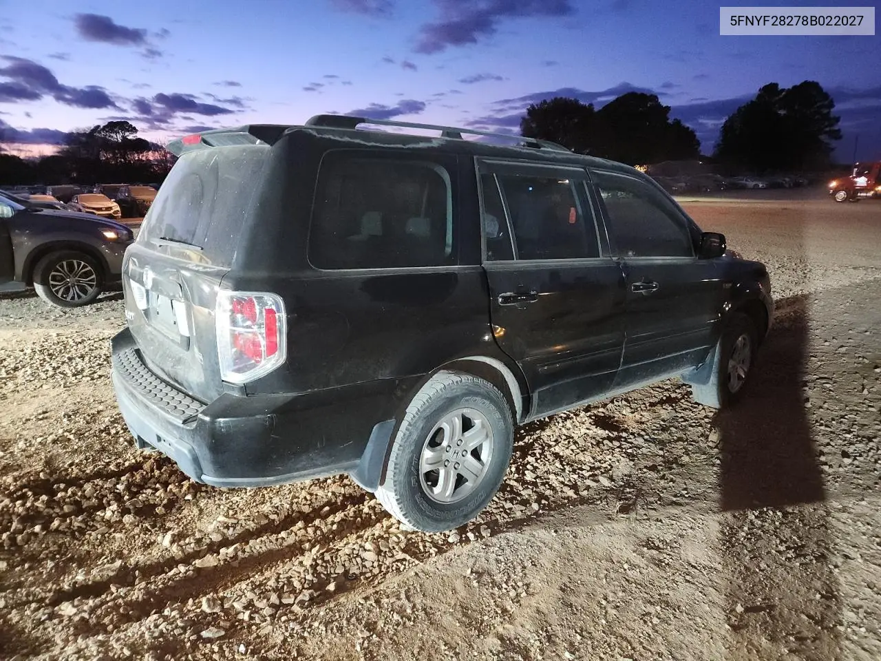 5FNYF28278B022027 2008 Honda Pilot Vp