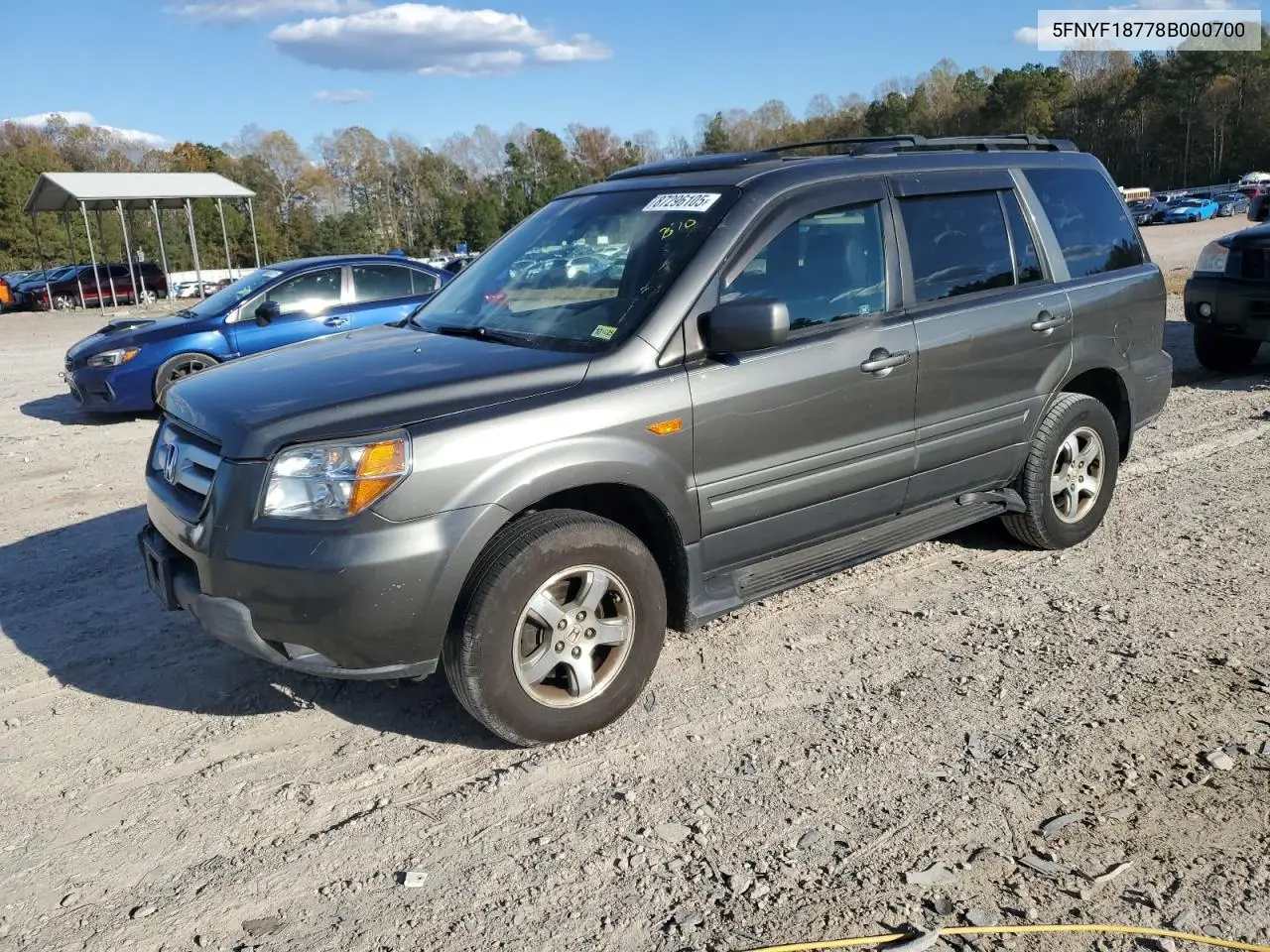 5FNYF18778B000700 2008 Honda Pilot Exl