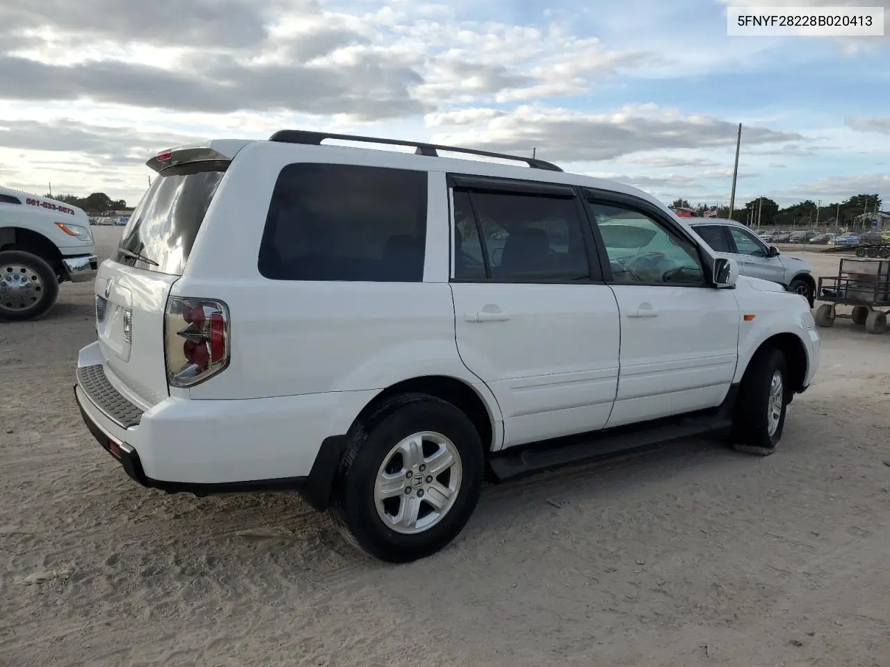 5FNYF28228B020413 2008 Honda Pilot Vp