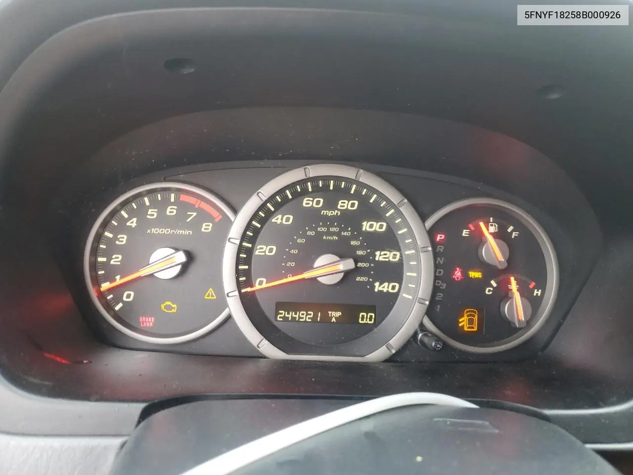 5FNYF18258B000926 2008 Honda Pilot Vp