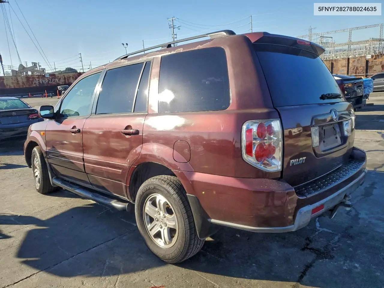 5FNYF28278B024635 2008 Honda Pilot Vp