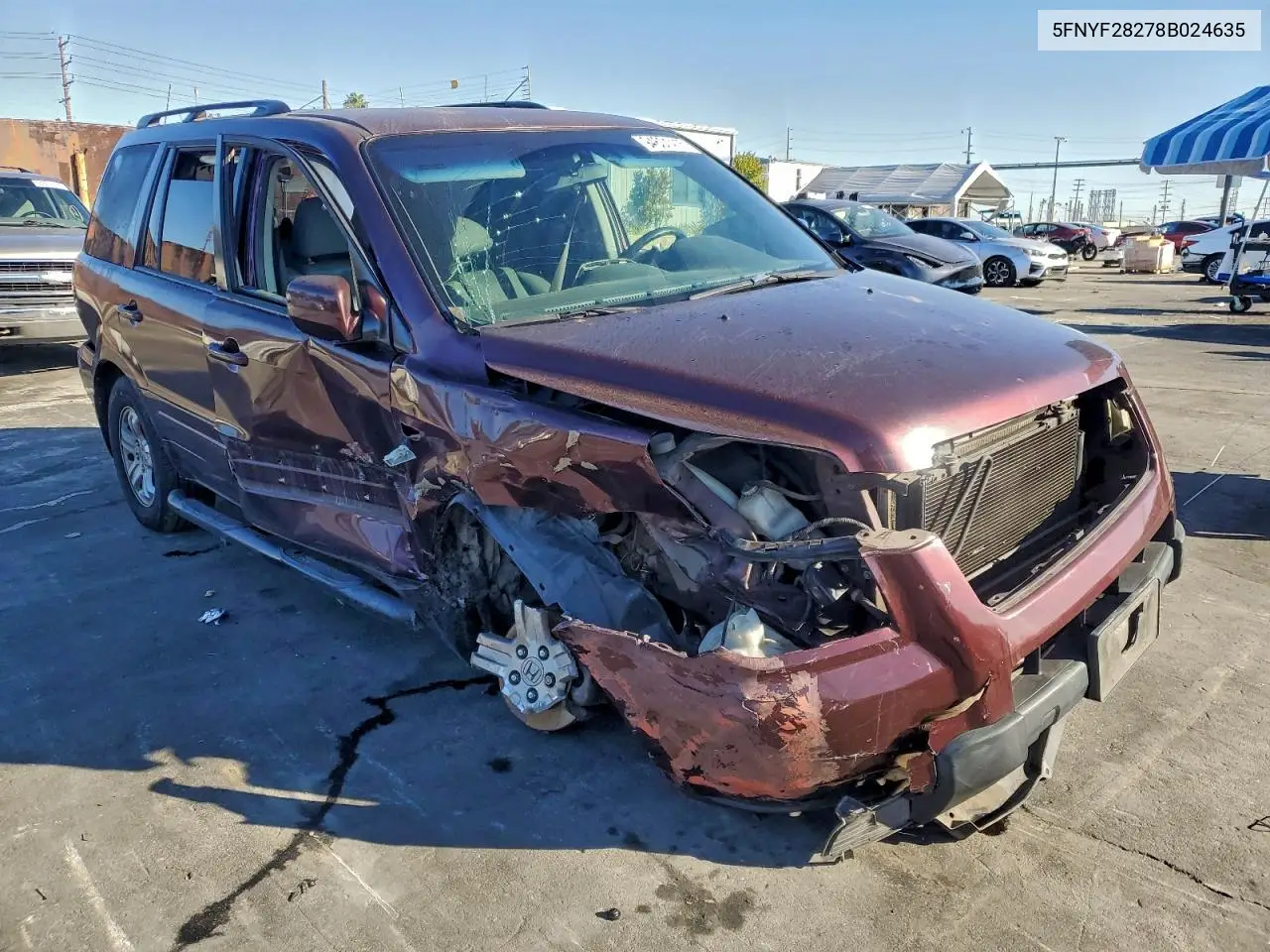 5FNYF28278B024635 2008 Honda Pilot Vp