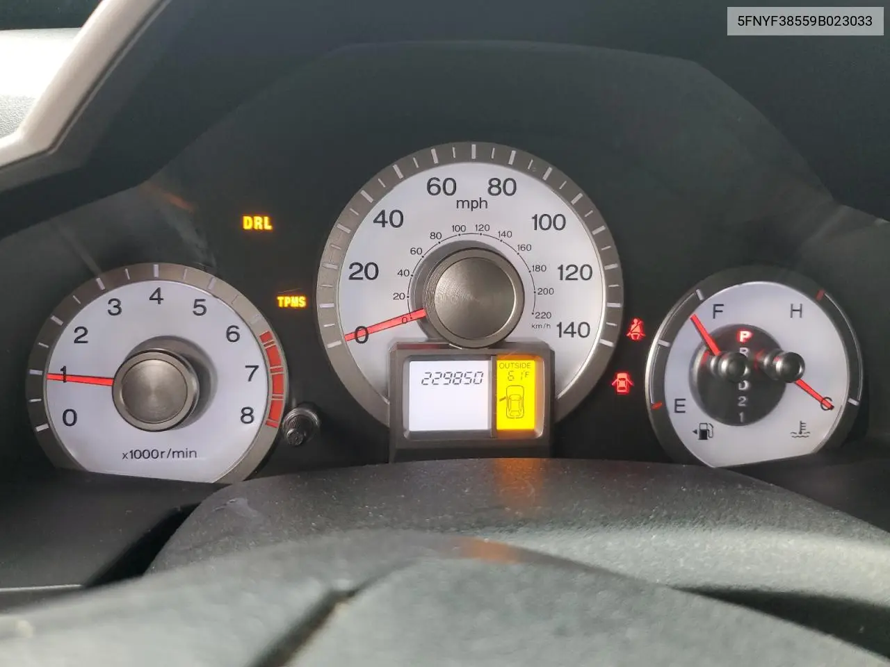 5FNYF38559B023033 2009 Honda Pilot Exl
