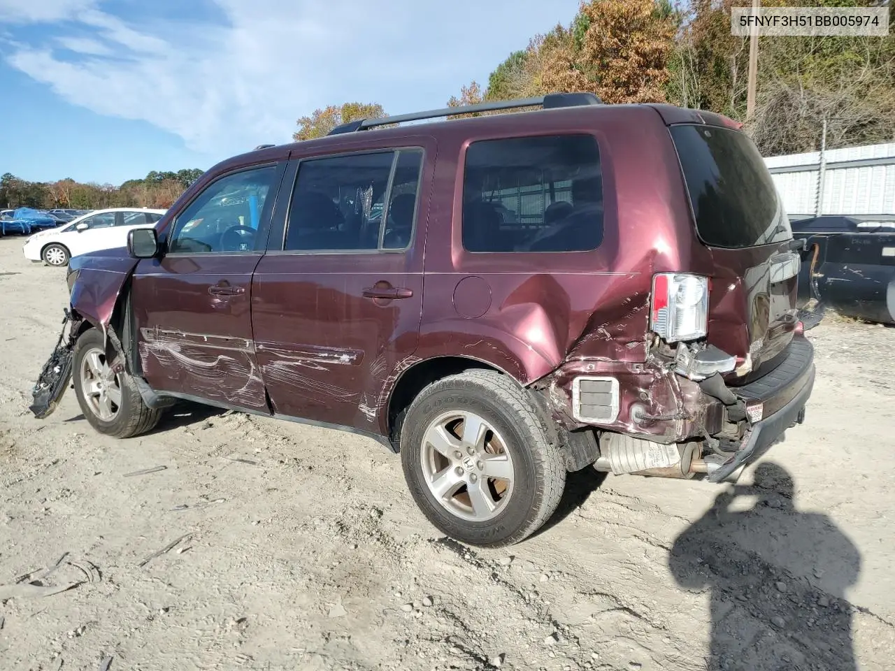 5FNYF3H51BB005974 2011 Honda Pilot Exl