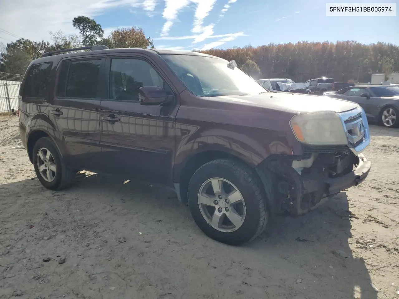 5FNYF3H51BB005974 2011 Honda Pilot Exl