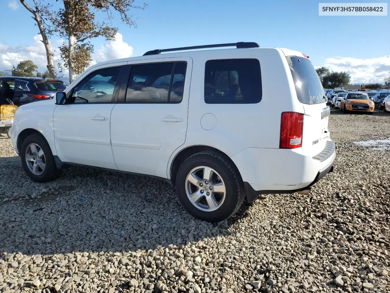 5FNYF3H57BB058422 2011 Honda Pilot Exl