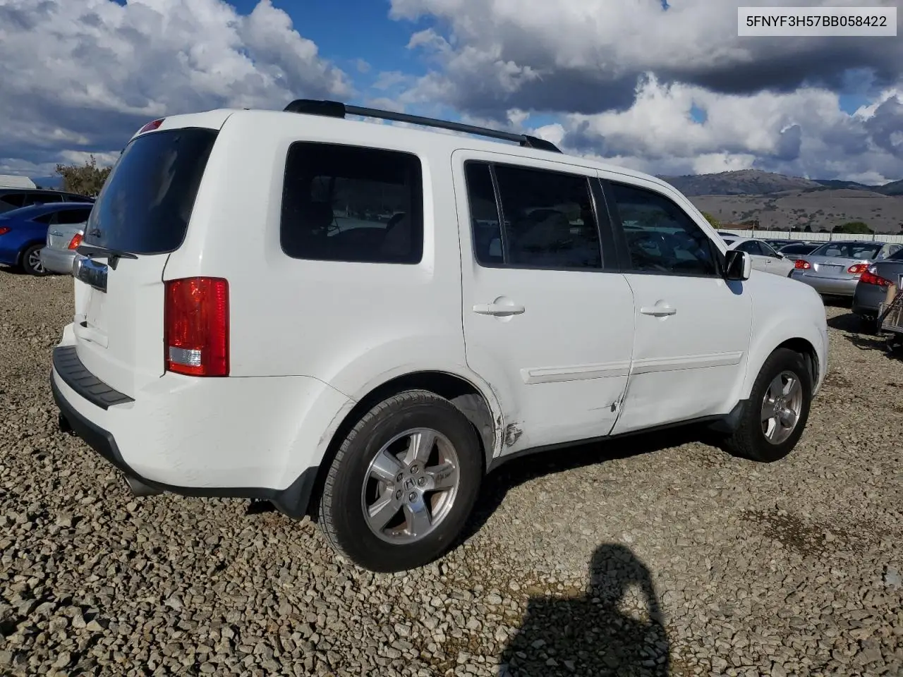 5FNYF3H57BB058422 2011 Honda Pilot Exl