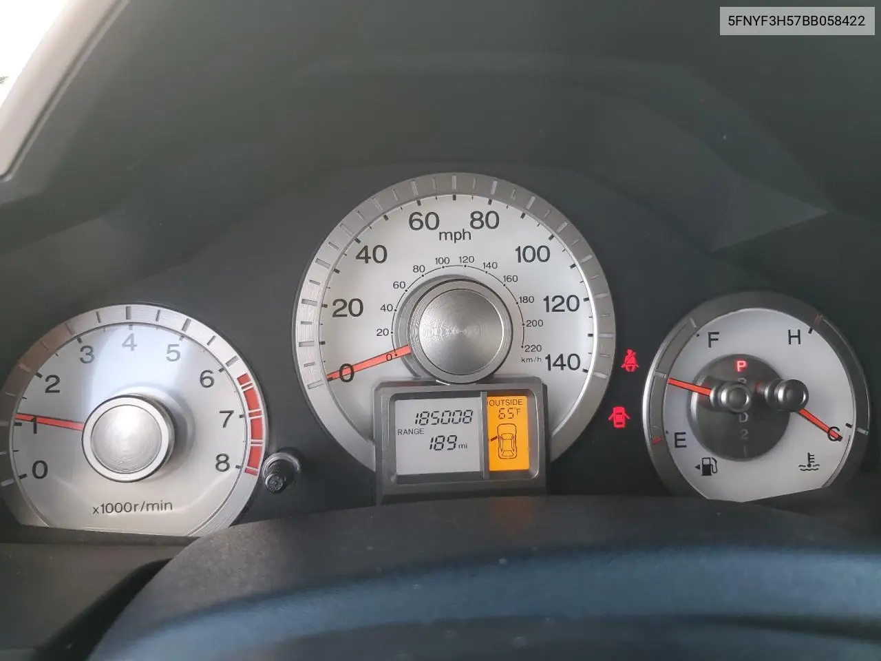 5FNYF3H57BB058422 2011 Honda Pilot Exl