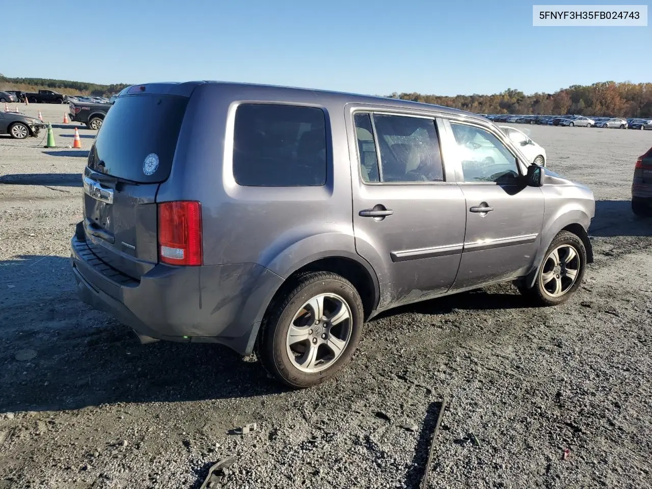 5FNYF3H35FB024743 2015 Honda Pilot Se