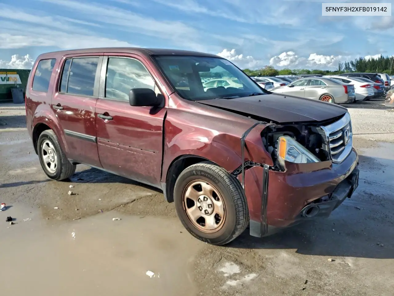 5FNYF3H2XFB019142 2015 Honda Pilot Lx