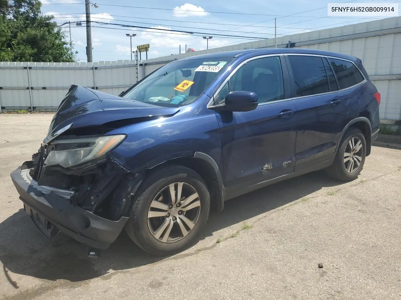 5FNYF6H52GB009914 2016 Honda Pilot Exl