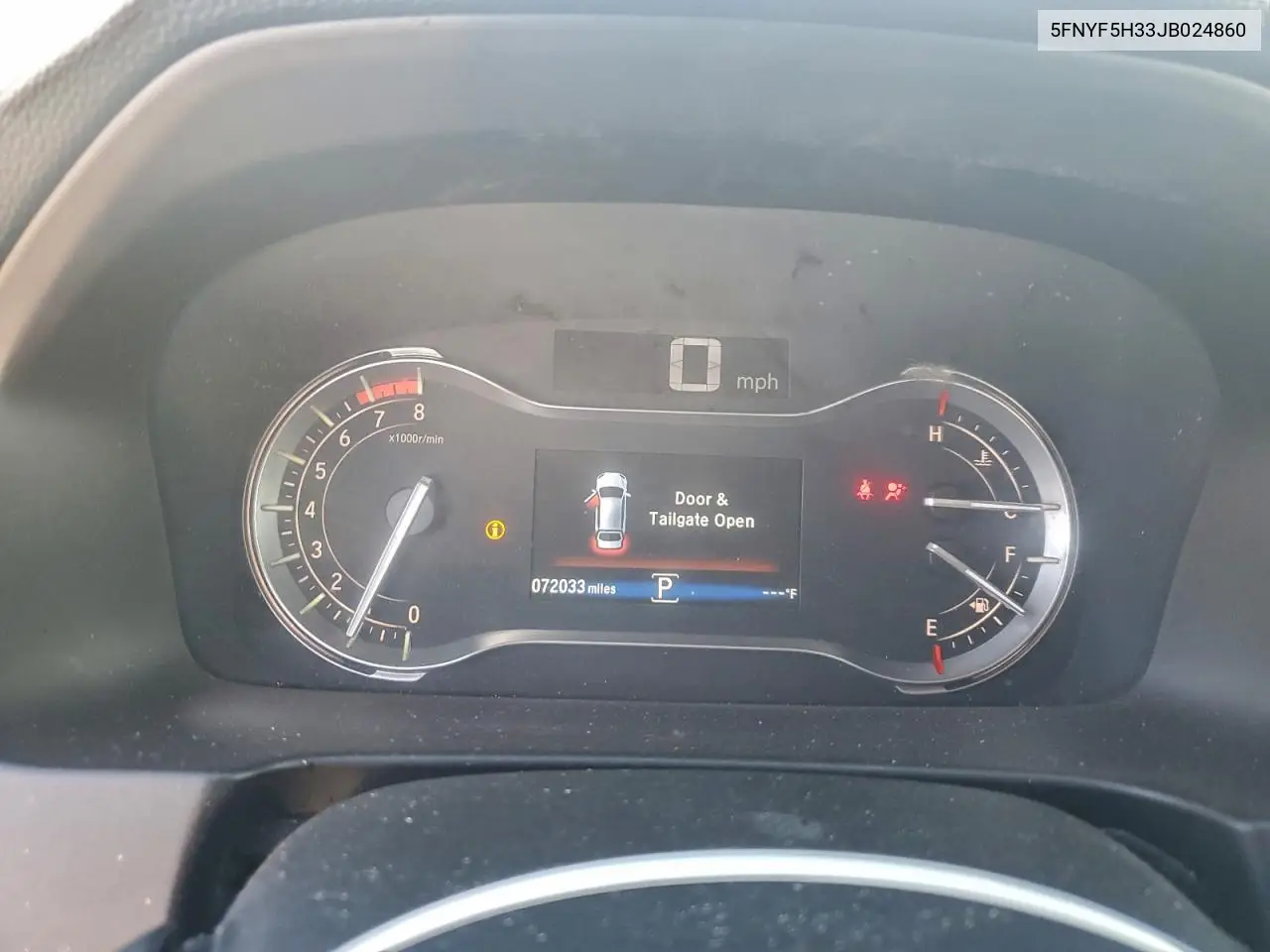 5FNYF5H33JB024860 2018 Honda Pilot Ex