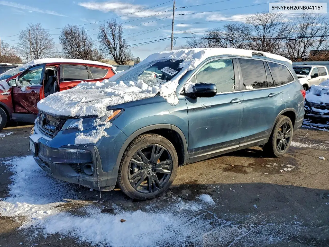 5FNYF6H20NB041151 2022 Honda Pilot Se