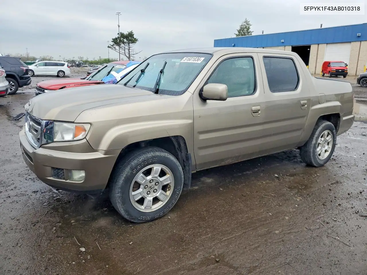 2010 Honda Ridgeline Rts VIN: 5FPYK1F43AB010318 Lot: 51601836