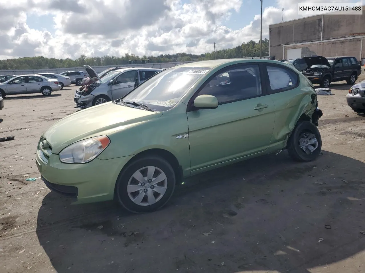 2010 Hyundai Accent Blue VIN: KMHCM3AC7AU151483 Lot: 70460624