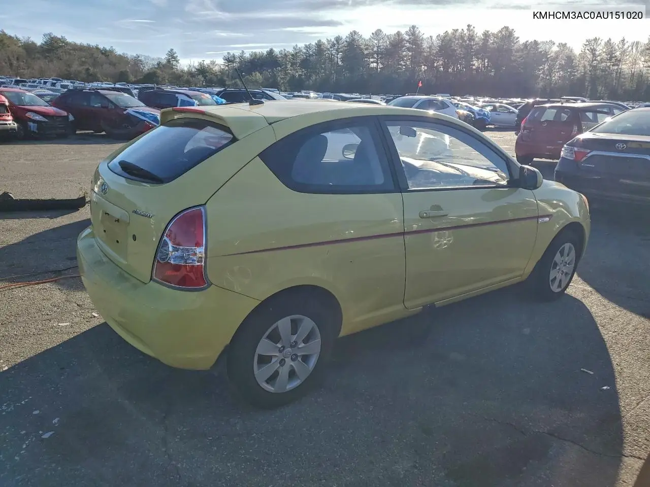 KMHCM3AC0AU151020 2010 Hyundai Accent Blue