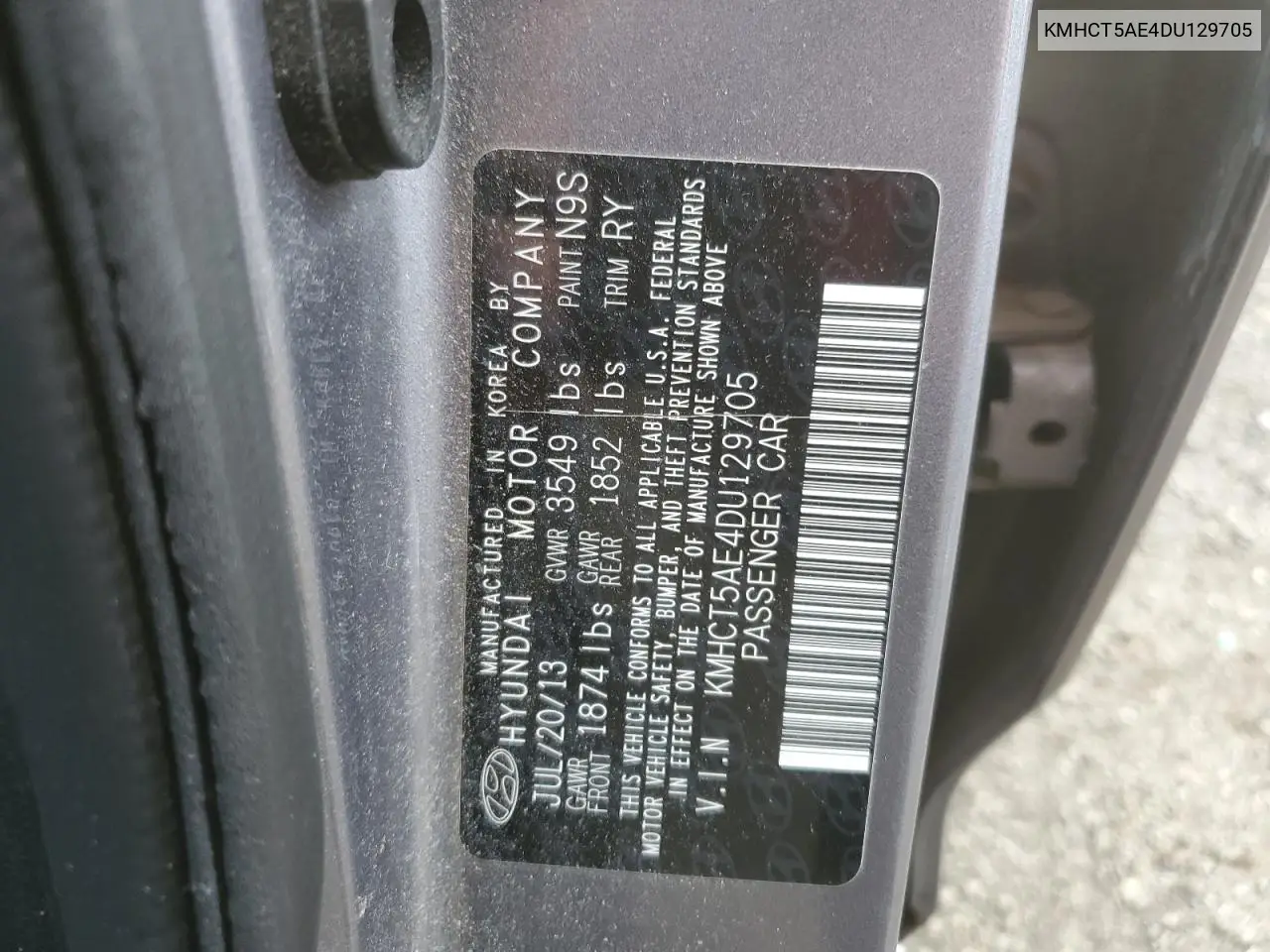 KMHCT5AE4DU129705 2013 Hyundai Accent Gls
