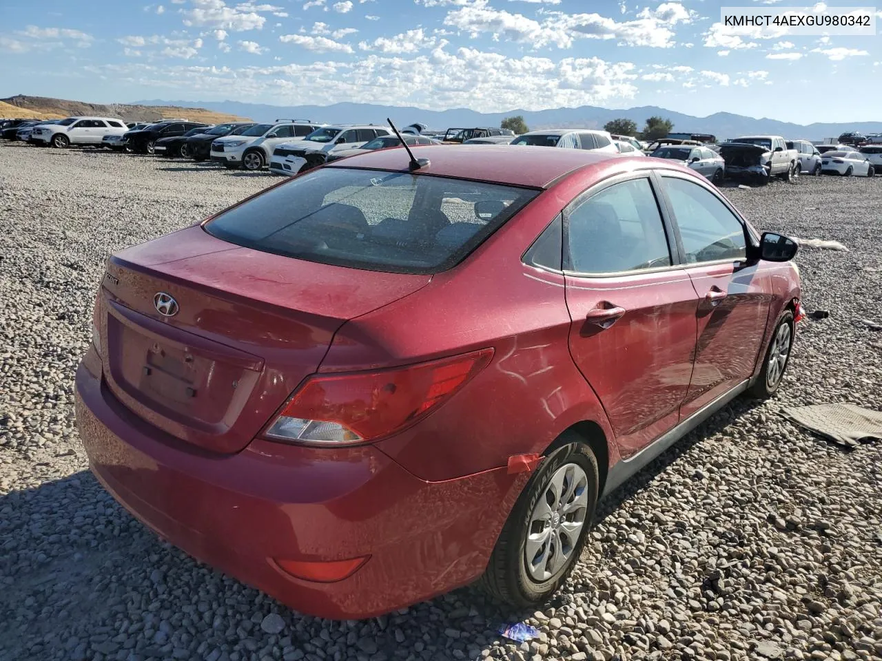 2016 Hyundai Accent Se VIN: KMHCT4AEXGU980342 Lot: 67364554