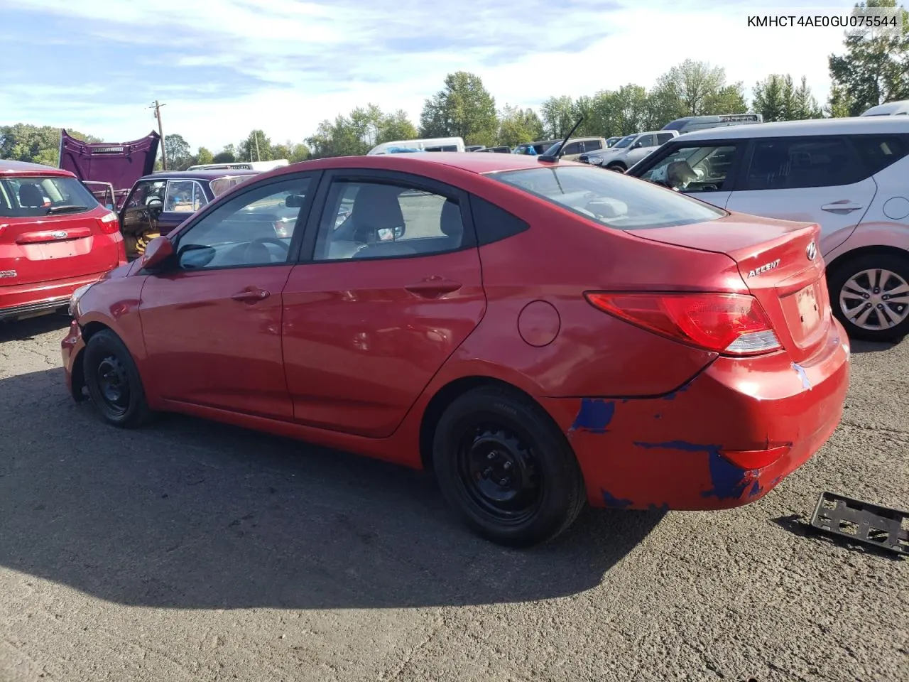 2016 Hyundai Accent Se VIN: KMHCT4AE0GU075544 Lot: 72982384