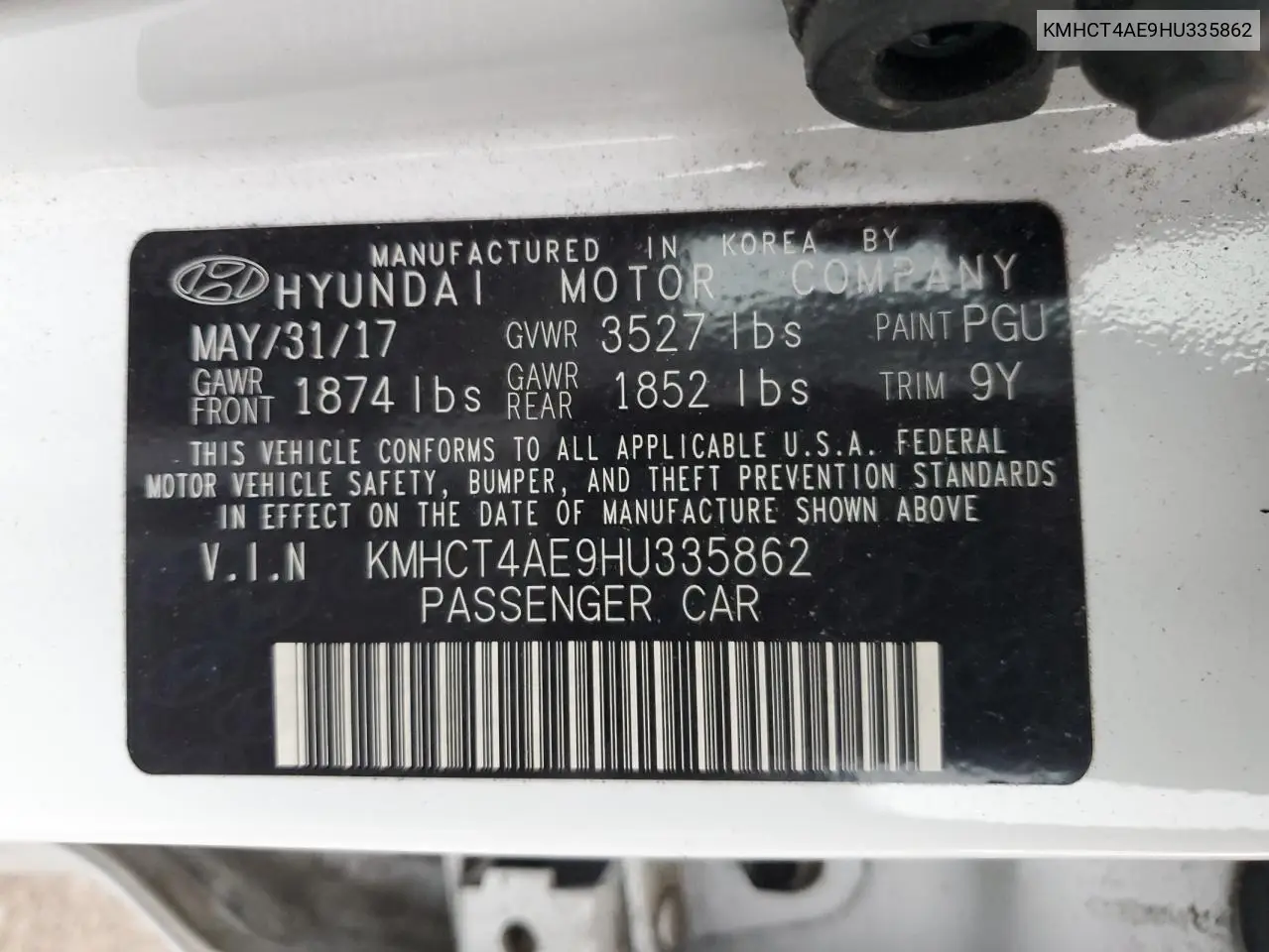KMHCT4AE9HU335862 2017 Hyundai Accent Se
