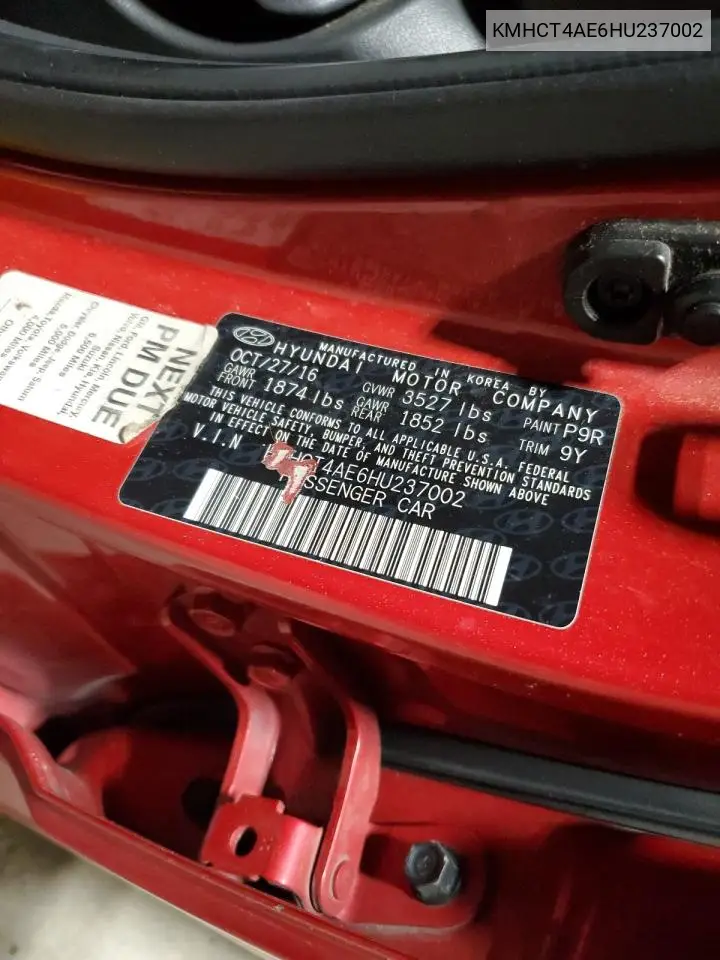KMHCT4AE6HU237002 2017 Hyundai Accent Se