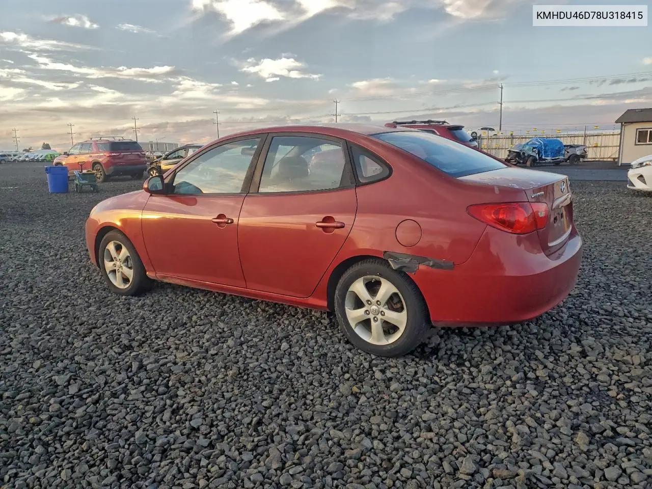 KMHDU46D78U318415 2008 Hyundai Elantra Gls