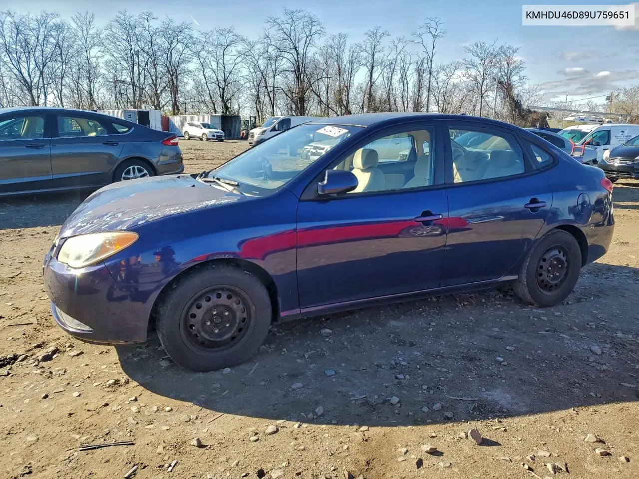 KMHDU46D89U759651 2009 Hyundai Elantra Gls