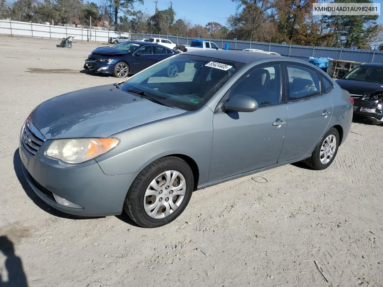KMHDU4AD1AU982481 2010 Hyundai Elantra Blue
