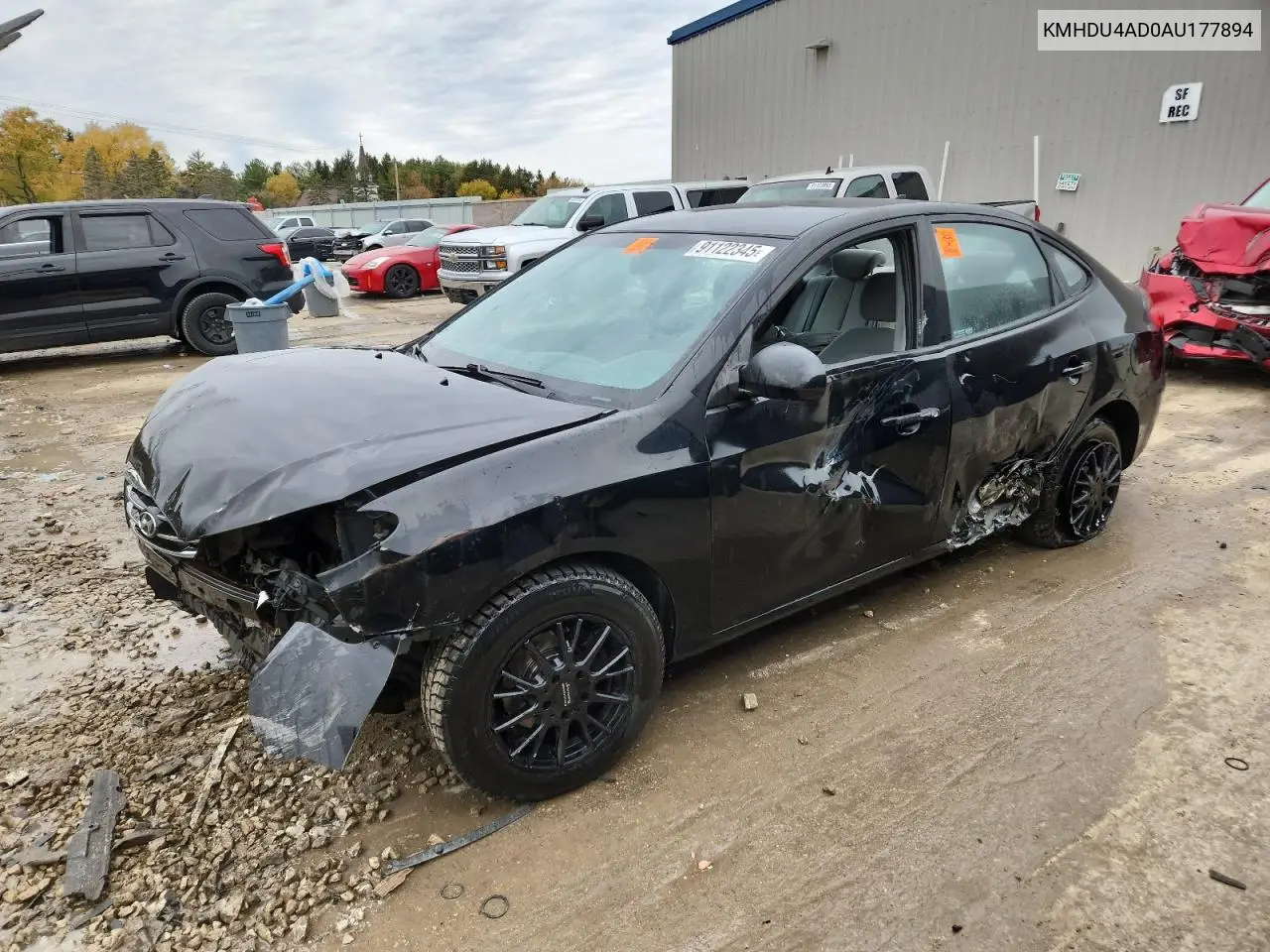 KMHDU4AD0AU177894 2010 Hyundai Elantra Blue