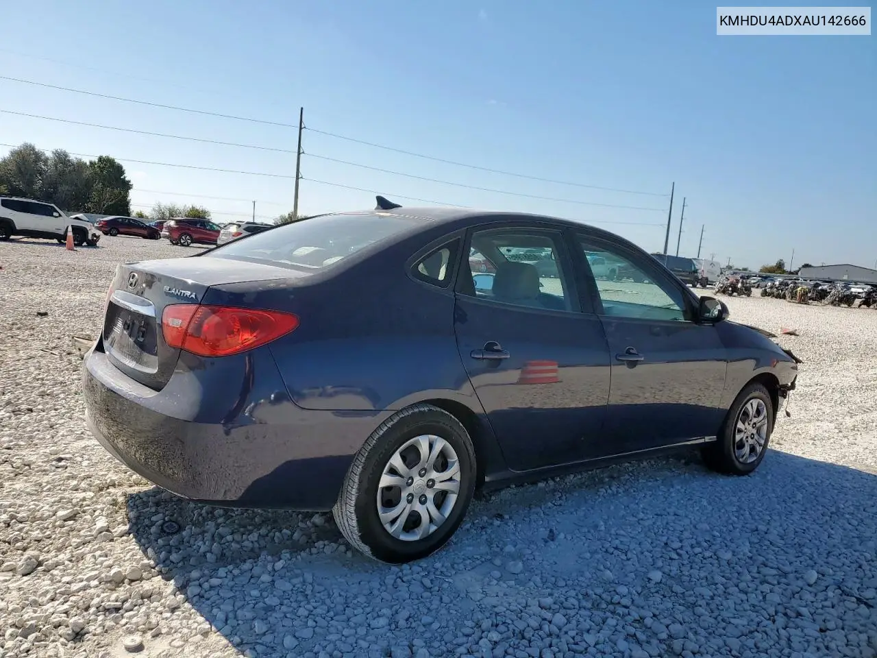 KMHDU4ADXAU142666 2010 Hyundai Elantra Blue