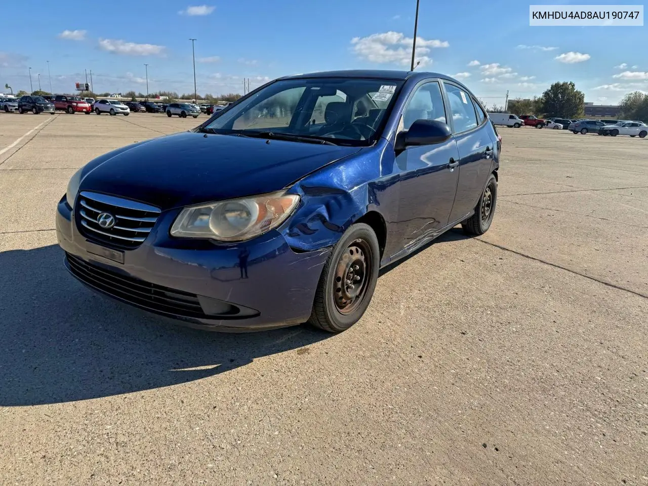 KMHDU4AD8AU190747 2010 Hyundai Elantra Blue