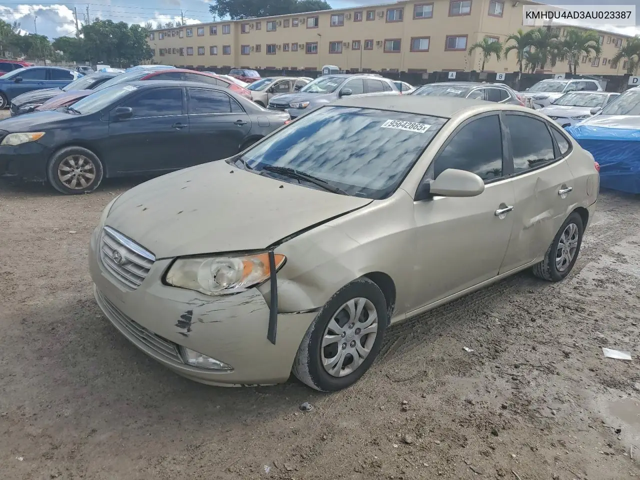 KMHDU4AD3AU023387 2010 Hyundai Elantra Blue