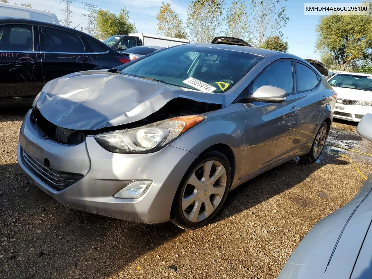 2012 Hyundai Elantra Gls VIN: KMHDH4AE6CU296100 Lot: 72020414