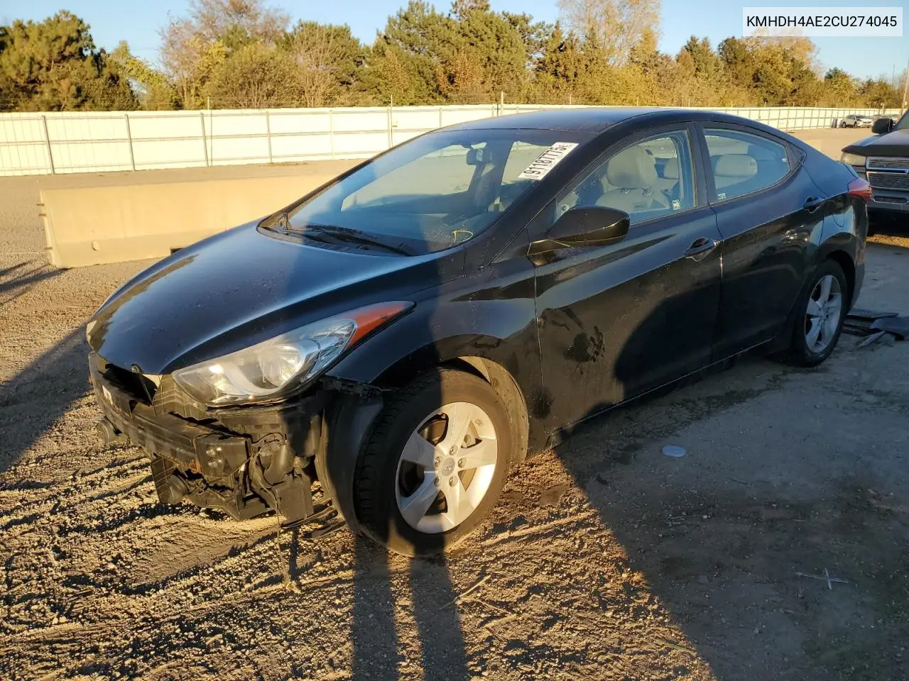 KMHDH4AE2CU274045 2012 Hyundai Elantra Gls