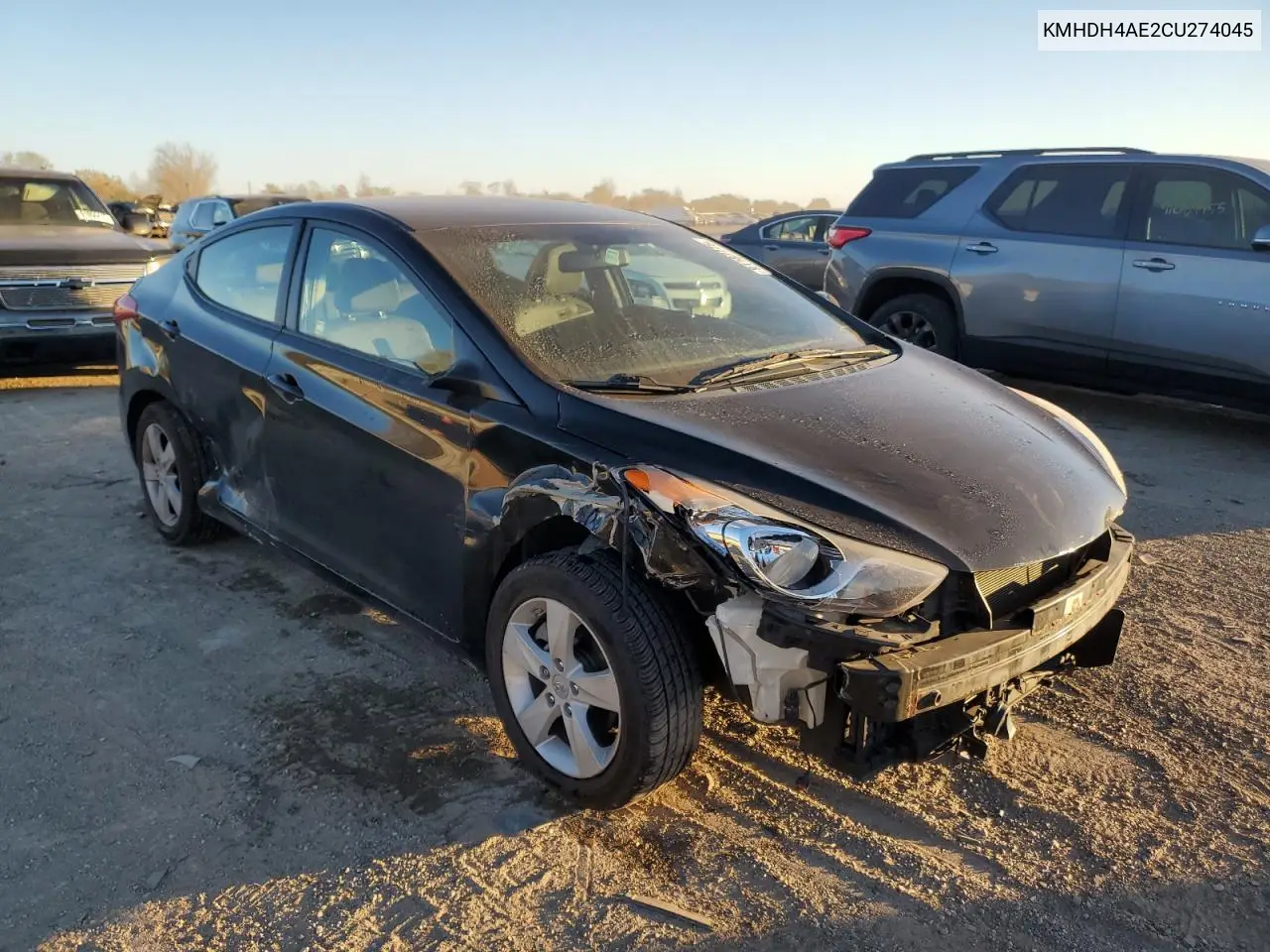 KMHDH4AE2CU274045 2012 Hyundai Elantra Gls