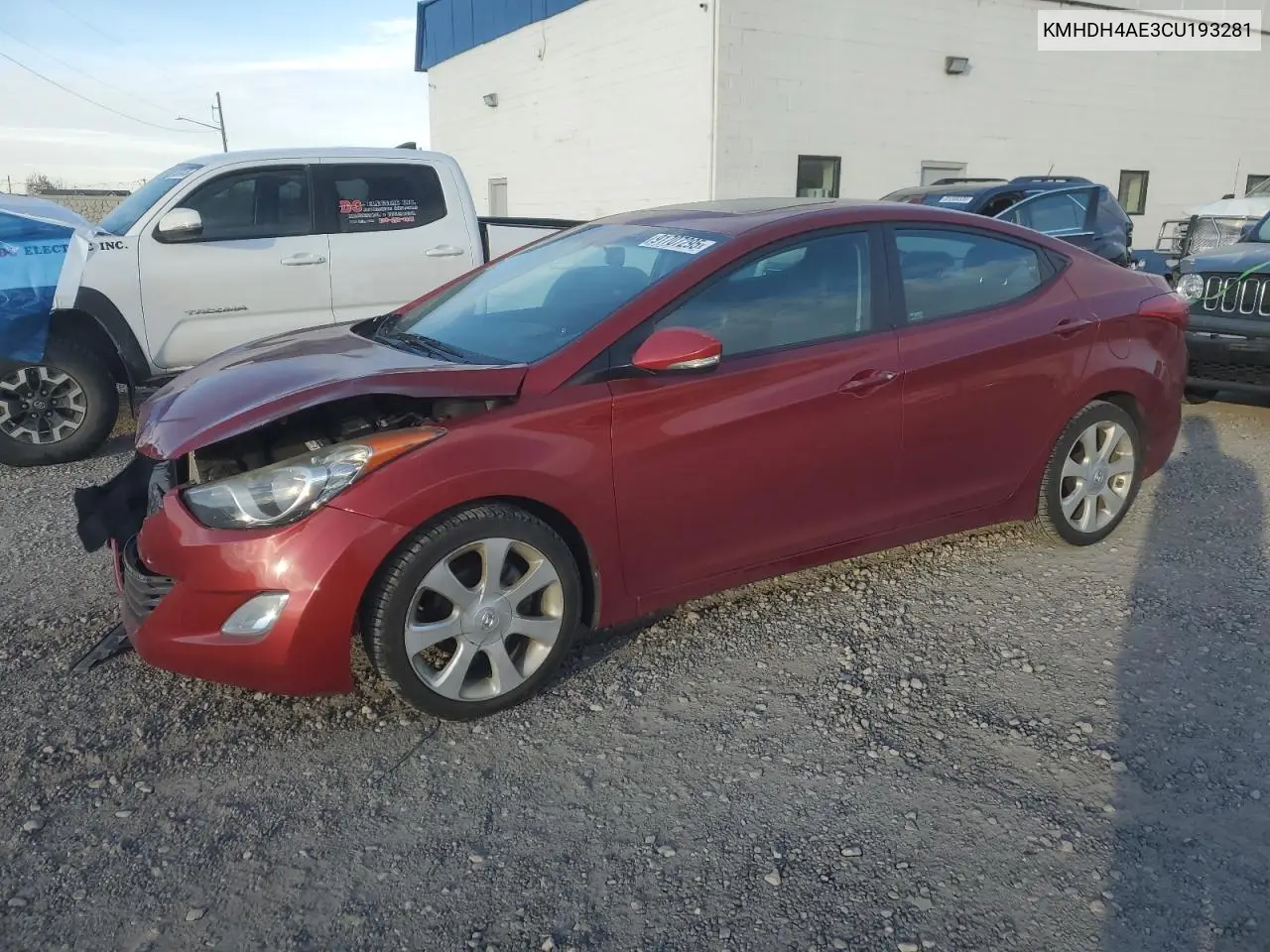 KMHDH4AE3CU193281 2012 Hyundai Elantra Gls