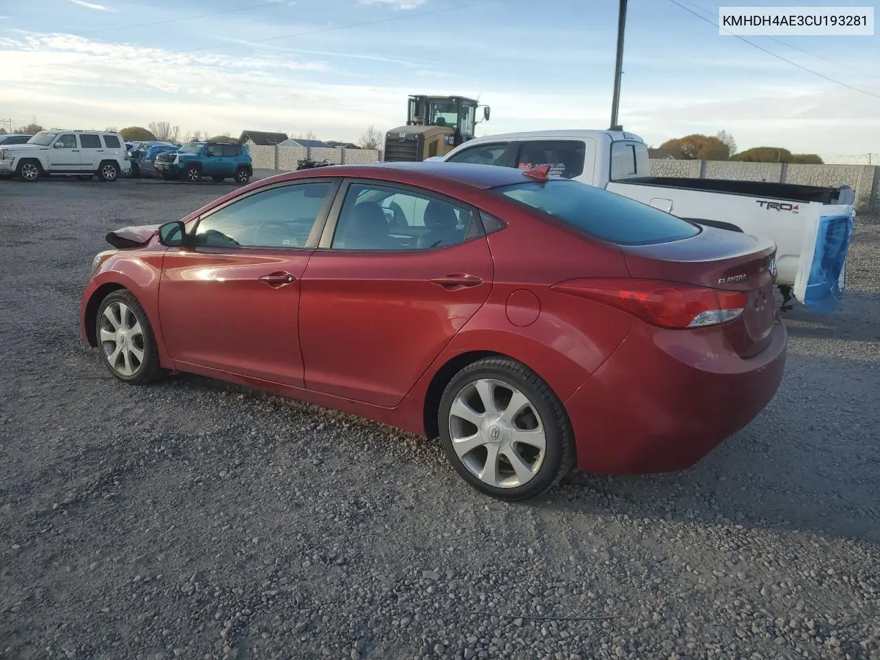 KMHDH4AE3CU193281 2012 Hyundai Elantra Gls