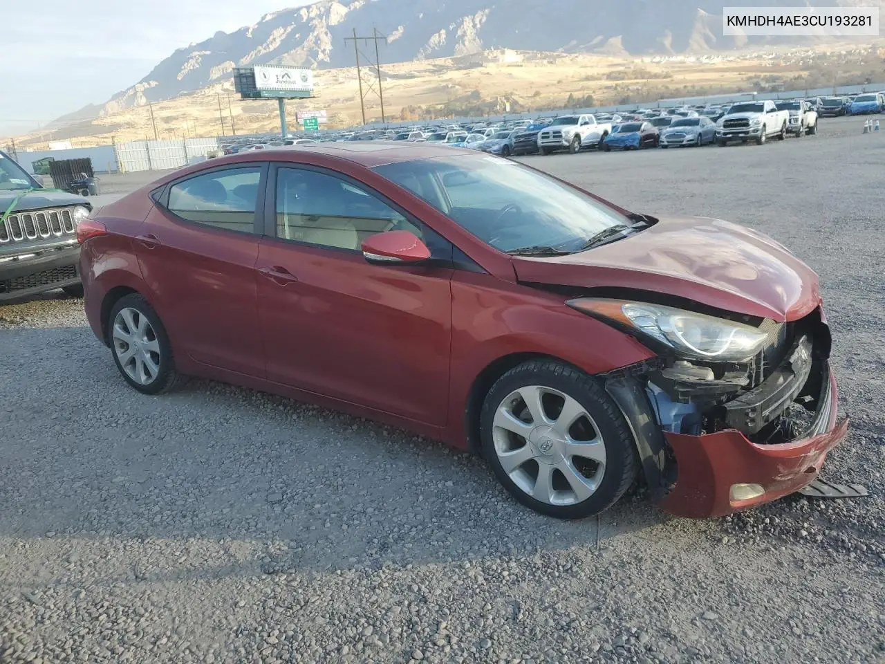 KMHDH4AE3CU193281 2012 Hyundai Elantra Gls