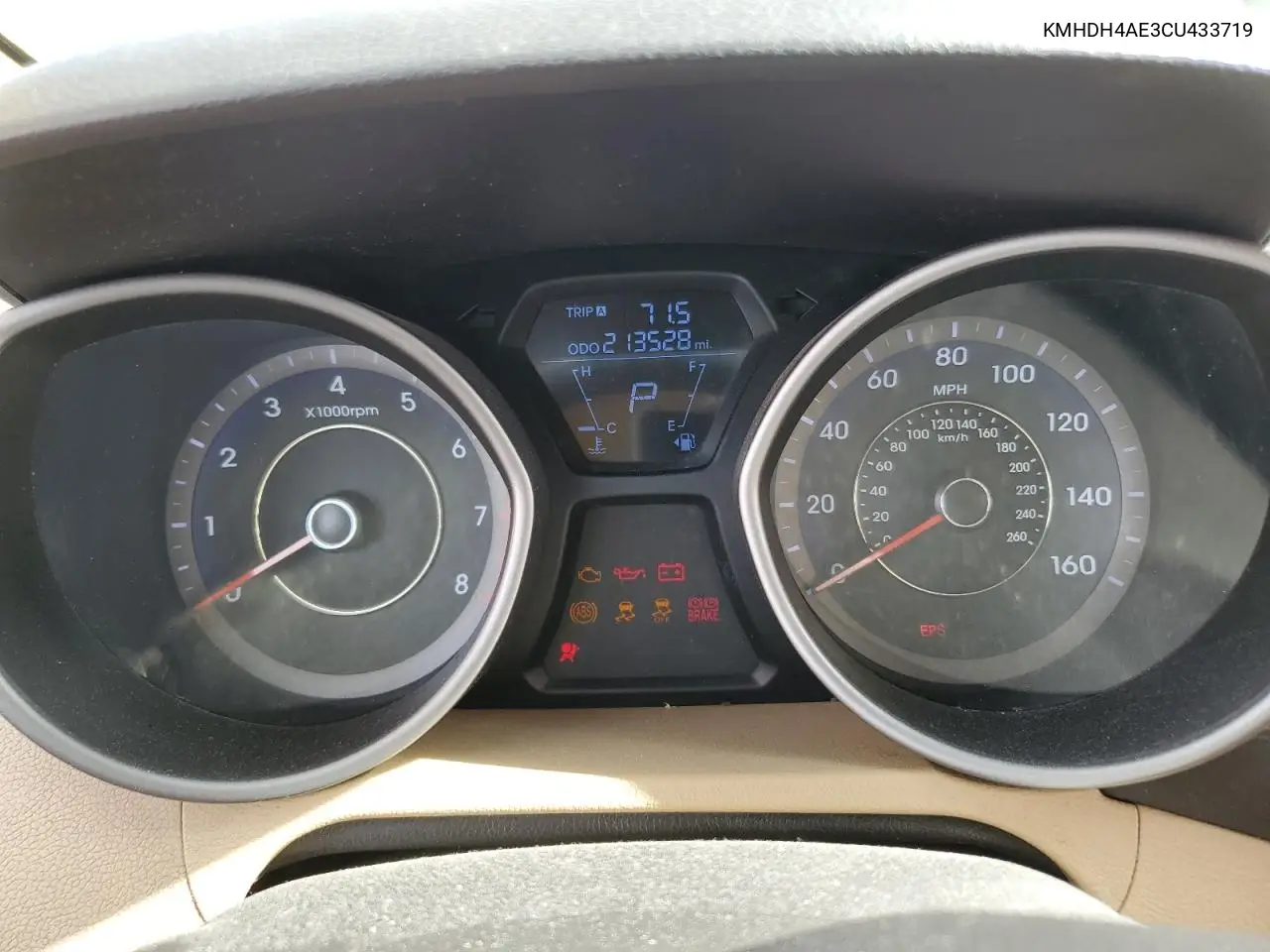 KMHDH4AE3CU433719 2012 Hyundai Elantra Gls